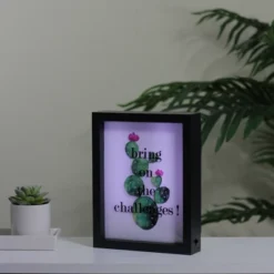 Northlight LED Lighted 'Bring On The Challenges' Cactus Framed Light Box 9" X 7" -Home Decoration Shop GUEST 441ed916 2e64 4e4f b862 3bc430e443cc