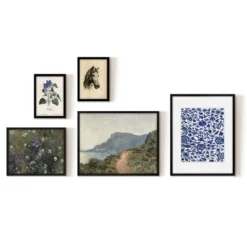 Americanflat 5 Piece Vintage Gallery Wall Art Set - Path Over The Hill, Flowers In The Valley, Violets By Maple + Oak -Home Decoration Shop GUEST 44bdb131 f331 4678 93b7 ddeb85b30266