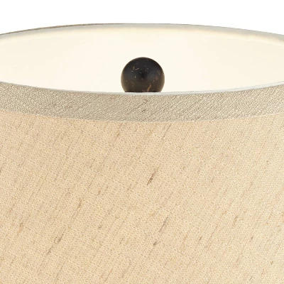 Regency Hill Auburn Rustic Farmhouse Table Lamp 25" High Bronze Hammered Natural Linen Empire Shade For Bedroom Living Room Bedside Nightstand Office 4 Regency Hill Auburn Rustic Farmhouse Table Lamp 25" High Bronze Hammered Natural Linen Empire Shade For Bedroom Living Room Bedside Nightstand Office - Image 2