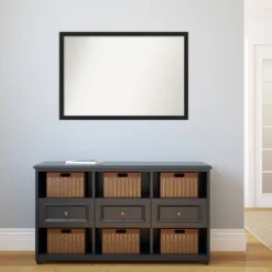 38" X 26" Non-Beveled Grace Narrow Bathroom Wall Mirror Brushed Metallic Black - Amanti Art -Home Decoration Shop GUEST 4ba6f870 f458 40d3 b48d c0a5b785bc98