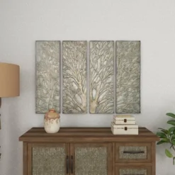 Metal Tree Wall Decor With Embossed Design Set Of 4 Brown - Olivia & May -Home Decoration Shop GUEST 4d817638 3c82 47ee 8e4e d1c1d66c1af5