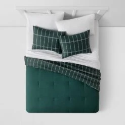 Grid Print Microfiber Reversible Comforter & Sheet Set Dark Green - Room Essentials™ 12 Grid Print Microfiber Reversible Comforter & Sheet Set Dark Green - Room Essentials™ -Home Decoration Shop GUEST 4daf5f1a f5e2 4ffd 9c0a 0163fb5f2872