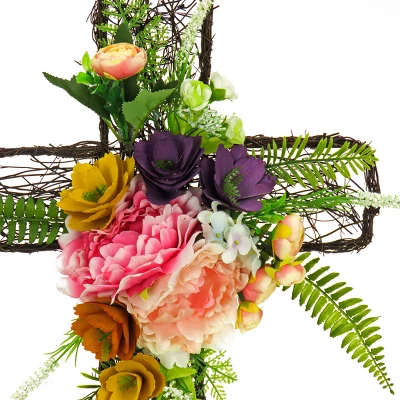 National Tree Company Artificial Floral Cross Decoration, Multi, Easter Collection, 23 Inches 4 National Tree Company Artificial Floral Cross Decoration, Multi, Easter Collection, 23 Inches - Image 2