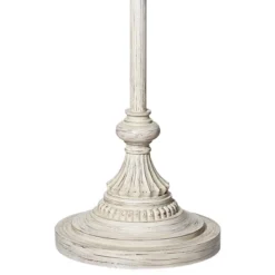 360 Lighting Vintage Chic Floor Lamp 60" Tall Antique White Washed Ivory Brocade Fabric Bell Shade For Living Room Reading Bedroom Office -Home Decoration Shop GUEST 520da67c 0ae9 406f b60e c590a964fb78