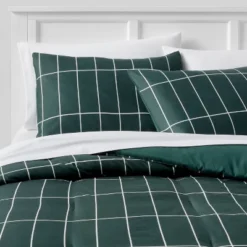 Grid Print Microfiber Reversible Comforter & Sheet Set Dark Green - Room Essentials™ 17 Grid Print Microfiber Reversible Comforter & Sheet Set Dark Green - Room Essentials™ -Home Decoration Shop GUEST 52658d90 442c 4f77 95f8 b9cc7e5b7e67