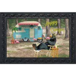 Happy Camper Bear Summer Doormat Indoor Outdoor Camping 30" X 18" Briarwood Lane