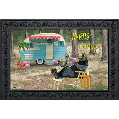 Happy Camper Bear Summer Doormat Indoor Outdoor Camping 30" X 18" Briarwood Lane 3 Happy Camper Bear Summer Doormat Indoor Outdoor Camping 30" X 18" Briarwood Lane