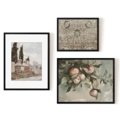 Americanflat 3 Piece Vintage Gallery Wall Art Set - Apple Tree Watercolor, Southern Austria, Afghan Rug By Maple + Oak -Home Decoration Shop GUEST 5381ea9c c8f3 4680 bc31 e0f61fb34eab