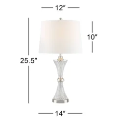 Regency Hill Luca Modern Table Lamps 25 1/2" High Set Of 2 Clear Glass With USB Charging Ports Dimmers White Fabric Drum Shade For Bedroom House Desk 15 Regency Hill Luca Modern Table Lamps 25 1/2" High Set Of 2 Clear Glass With USB Charging Ports Dimmers White Fabric Drum Shade For Bedroom House Desk -Home Decoration Shop GUEST 549c3260 24b8 45f0 af0b 9492e5113d0f
