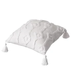 16" Handwoven Cotton Throw Pillow Cover With White Tufted Patterns And Tassel Corners -Home Decoration Shop GUEST 5669c4c0 cc42 44a3 a9cd 8ccdc7cf3b29