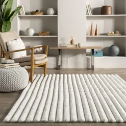 NuLOOM Kai Stripe Faux Rabbit Machine Washable Area Rug -Home Decoration Shop GUEST 56fe6b66 6563 4f67 a44c c2a264adf4c9