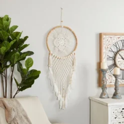 Cotton Macrame Handmade Intricately Woven Dreamcatcher Wall Decor With Beaded Fringe Tassels White - Olivia & May -Home Decoration Shop GUEST 58e73f55 928a 4e18 83c2 6fd506ce34f7