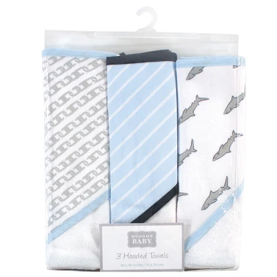 Hudson Baby Infant Boy Rayon From Bamboo Rich Hooded Towels, Sharks 3 Hudson Baby Infant Boy Rayon From Bamboo Rich Hooded Towels, Sharks