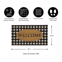 Evergreen Buffalo Check Welcome Indoor Outdoor Natural Coir Doormat 1'4"x2'4" Black -Home Decoration Shop GUEST 5b7e322f 471e 4e4b 86a0 c2afa1217182
