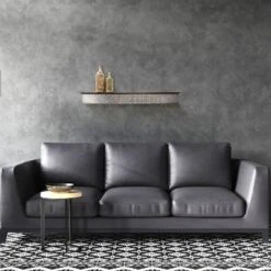 Solid Wood Wall Ledge Shelf With Embossed Metal Details Decorative Metal - InPlace