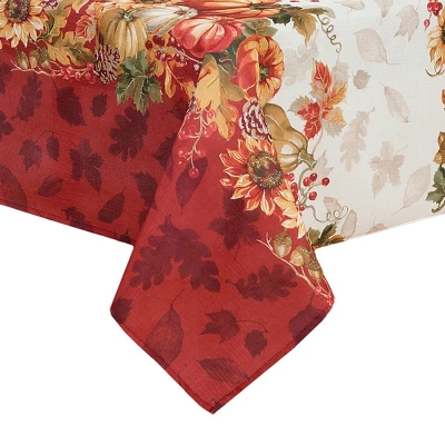 Swaying Leaves Bordered Fall Tablecloth - Red/White - Elrene Home Fashions 3 Swaying Leaves Bordered Fall Tablecloth - Red/White - Elrene Home Fashions