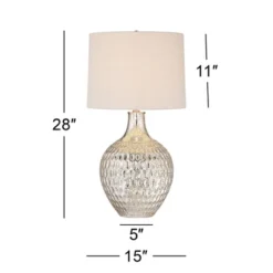 360 Lighting Waylon Modern Table Lamp 28" Tall Textured Mercury Glass Off White Tapered Drum Shade For Bedroom Living Room Bedside Nightstand Office -Home Decoration Shop GUEST 5bf090a1 36cf 48cf a0a1 028d6ce81919