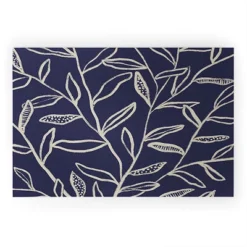 Alisa Galitsyna Navy Blue Patterned Leaves Welcome Mat - Society6 -Home Decoration Shop GUEST 5cd4589a 9a39 48d7 9a42 4c493bf12ac0