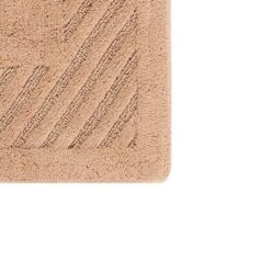Diagonal Racetrack 100% Cotton Reversible Bath Rug Natural By Knightsbridge