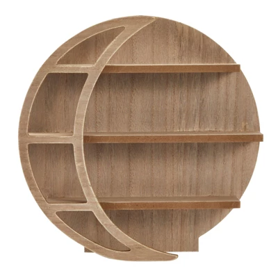 Brown Wooden Moon Shelf, Rustic Wall Home Decor, Crystal Holder For Stones Display And Essential Oils (12 X 12 X 3 In) 5 Brown Wooden Moon Shelf, Rustic Wall Home Decor, Crystal Holder For Stones Display And Essential Oils (12 X 12 X 3 In) - Image 3