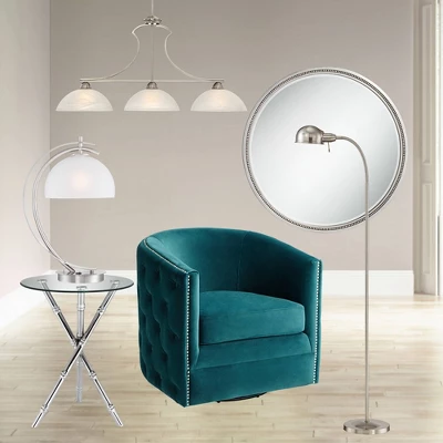 360 Lighting Ridley Modern Floor Lamp Standing 61" Tall Satin Nickel Metal Adjustable Gooseneck Arm For Living Room Reading Bedroom Office House Home 9 360 Lighting Ridley Modern Floor Lamp Standing 61" Tall Satin Nickel Metal Adjustable Gooseneck Arm For Living Room Reading Bedroom Office House Home - Image 7