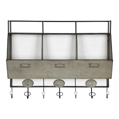 27" X 22" Arnica Wall Storage Pockets With Hooks White - Kate And Laurel 4 27" X 22" Arnica Wall Storage Pockets With Hooks White - Kate And Laurel - Image 2