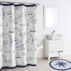 72"X72" Cape Island Shower Curtain Navy - City Scene -Home Decoration Shop GUEST 615ac137 e959 4c44 99d7 295f645dabca