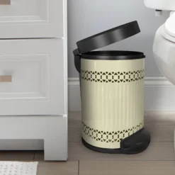 Laser Cut Ivory Step Garbage Trash Can & Toilet Brush Holder With Lid Ivory - Nu Steel -Home Decoration Shop GUEST 617ecc9e 1a57 4741 9de8 9d65becb7480