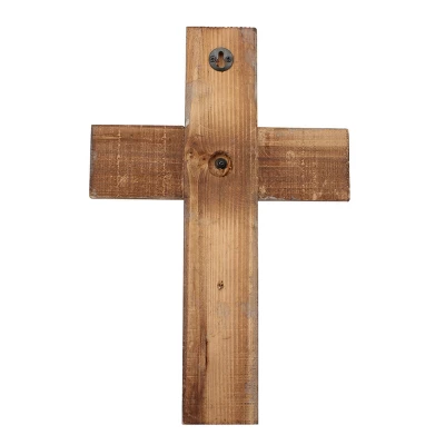 15.8" X 10.2" Decorative Wooden Cross Wall Art Worn White/Brown - Stonebriar Collection 4 15.8" X 10.2" Decorative Wooden Cross Wall Art Worn White/Brown - Stonebriar Collection - Image 2