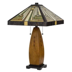 27" Resin Contemporary Mission Table Lamp With Tiffany Glass Shade - Cal Lighting -Home Decoration Shop GUEST 62f7c724 6008 41da b977 771b6940eb43