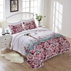 Baileys Birdhouse Floral Quilted Pillow Sham White By Barefoot Bungalow -Home Decoration Shop GUEST 631bf86b 4ae3 4cdf b0b2 d34459b46ff9