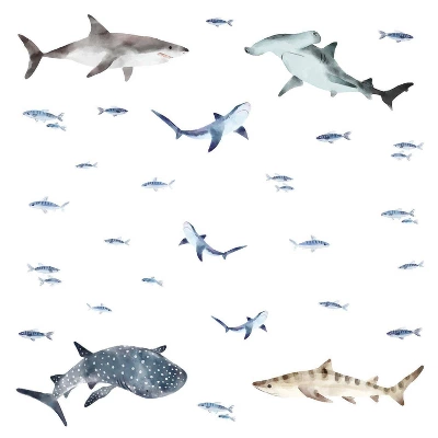 Sharks Peel And Stick Wall Decal - RoomMates 3 Sharks Peel And Stick Wall Decal - RoomMates