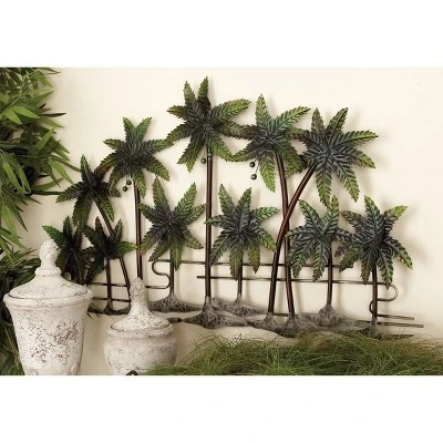 Metal Tree Indoor Outdoor Palm Wall Decor Green - Olivia & May 3 Metal Tree Indoor Outdoor Palm Wall Decor Green - Olivia & May