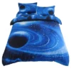 PiccoCasa Polyester Galaxy Sky Cosmos Night Duvet Cover Sets 4 Pcs With 2 Pillowcases Twin Blue