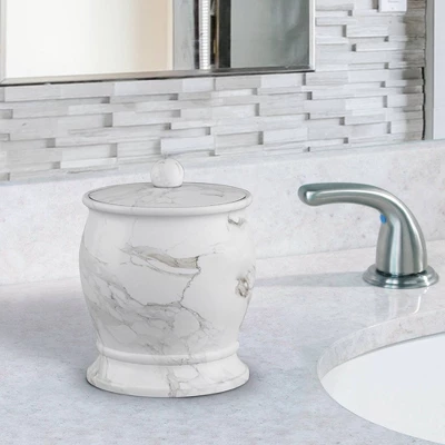 Marble Patterned Compton Q-tip Jar - Nu Steel 4 Marble Patterned Compton Q-tip Jar - Nu Steel - Image 2