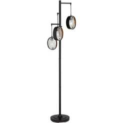 Uttermost Modern Industrial Floor Lamp 73 1/2" Tall Matte Black 3-Light Marbleized Glass Drop Shade For Living Room Reading Family Bedroom Office Home -Home Decoration Shop GUEST 6b0f5c8c 5271 4f9f aaf0 cc8d04796fa0