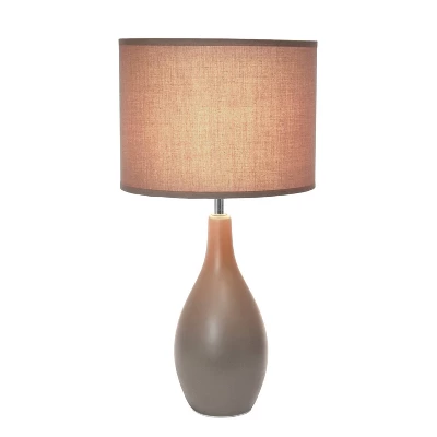 18.11" Traditional Standard Ceramic Dewdrop Table Desk Lamp With Matching Fabric Shade Gray - Creekwood Home 3 18.11" Traditional Standard Ceramic Dewdrop Table Desk Lamp With Matching Fabric Shade Gray - Creekwood Home