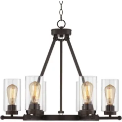 Franklin Iron Works Holman Bronze Wagon Wheel Chandelier 26 3/4" Wide Rustic Farmhouse Clear Glass 6-Light Fixture For Dining Room Kitchen Island Home 13 Franklin Iron Works Holman Bronze Wagon Wheel Chandelier 26 3/4" Wide Rustic Farmhouse Clear Glass 6-Light Fixture For Dining Room Kitchen Island Home -Home Decoration Shop GUEST 6de57715 abb2 4d99 8fc0 72f52c58816f