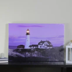 Northlight LED Lighted Coastal Lighthouse Home With Sunset Canvas Wall Art 15.75" X 23.5" -Home Decoration Shop GUEST 6e01c05e 0a77 4a10 87a6 d2ab8c3d7c9c