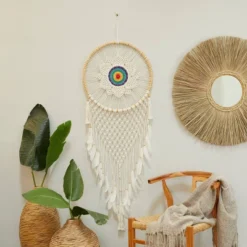 Cotton Macrame Handmade Intricately Woven Dreamcatcher Wall Decor With Beaded Fringe Tassels White - Olivia & May -Home Decoration Shop GUEST 70ca47b4 7850 4f04 9068 616c4d9f58e6