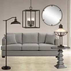 360 Lighting Kayne Rustic Farmhouse Floor Lamp Standing 61" Tall Satin Bronze Metal Downbridge Shade For Living Room Reading Bedroom Office House Home -Home Decoration Shop GUEST 75f4bcbe 1827 4a9a 8971 3884af0b1284