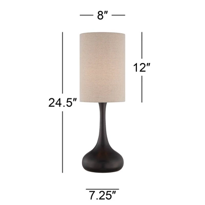 360 Lighting Modern Table Lamp 24.5" High Espresso Bronze Metal Droplet Linen Cylinder Shade For Living Room Family Bedroom Bedside Office 5 360 Lighting Modern Table Lamp 24.5" High Espresso Bronze Metal Droplet Linen Cylinder Shade For Living Room Family Bedroom Bedside Office - Image 3