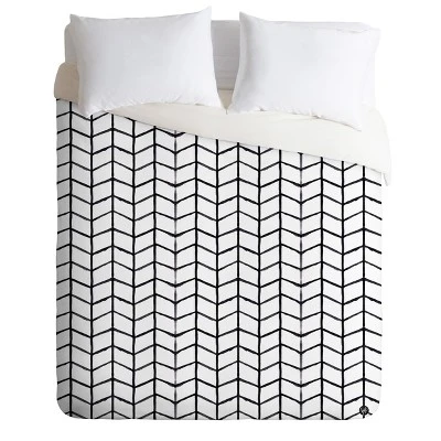 Black & White Wonder Forest Gridlock Duvet Cover - Deny Designs 6 Black & White Wonder Forest Gridlock Duvet Cover - Deny Designs - Image 4