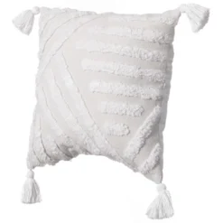 16" Handwoven Cotton Throw Pillow Cover With White Tufted Patterns And Tassel Corners -Home Decoration Shop GUEST 7971e8ff 0c62 455f 9d93 6afa3431c4cf