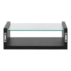 18" X 6" Holt Wood/Glass Decorative Wall Shelf Black - Kate & Laurel All Things Decor -Home Decoration Shop GUEST 7ac5b5ff 9fc8 4f06 aa63 46efebdb96c5