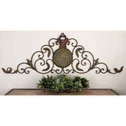 Metal Scroll Wall Decor With Embossed Details Gold - Olivia & May