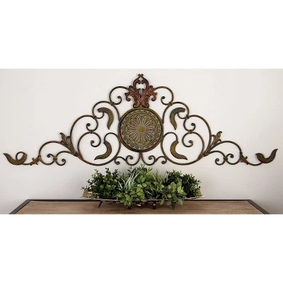 Metal Scroll Wall Decor With Embossed Details Gold - Olivia & May 3 Metal Scroll Wall Decor With Embossed Details Gold - Olivia & May
