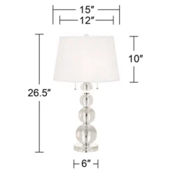 Vienna Full Spectrum Modern Table Lamp 26 1/2" High With USB Dimmer Stacked Crystal Spheres White Drum Shade For Bedroom Living Room Desk Bedside -Home Decoration Shop GUEST 7b6264c7 8c26 4645 8f38 93687dfecd73