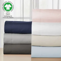 Fitted Sheet Only, 100% Organic Cotton Percale, Cool & Crisp, Deep Pocket - By California Design Den -Home Decoration Shop GUEST 7b7b6f5a 14f1 46ef 9a54 910d3cc1d2c6