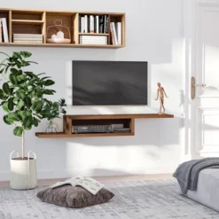 HOMCOM Wall Mounted Media Console, Floating Stand Component Shelf, Entertainment Center Unit 10 HOMCOM Wall Mounted Media Console, Floating Stand Component Shelf, Entertainment Center Unit -Home Decoration Shop GUEST 7cc082f6 362d 47eb a44c ffb77c6d9083